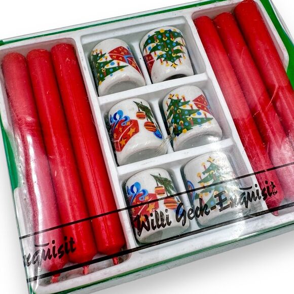 Vintage Willi Geck Geschenke Christmas Tree Mini Candle Holders German Decor - Picture 1 of 9